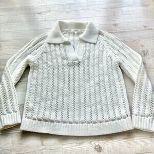 Haven Well Within Open Stitch Johnny Collar Sweater | Ivory Size‎ Medium
